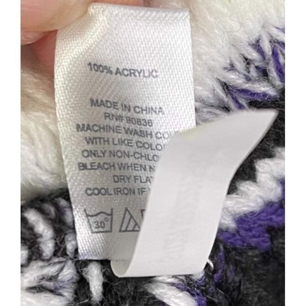 Sports Tek Womens Purple/White Cable Knit Beanie Hat One Size Fits Most - Picture 6 of 6